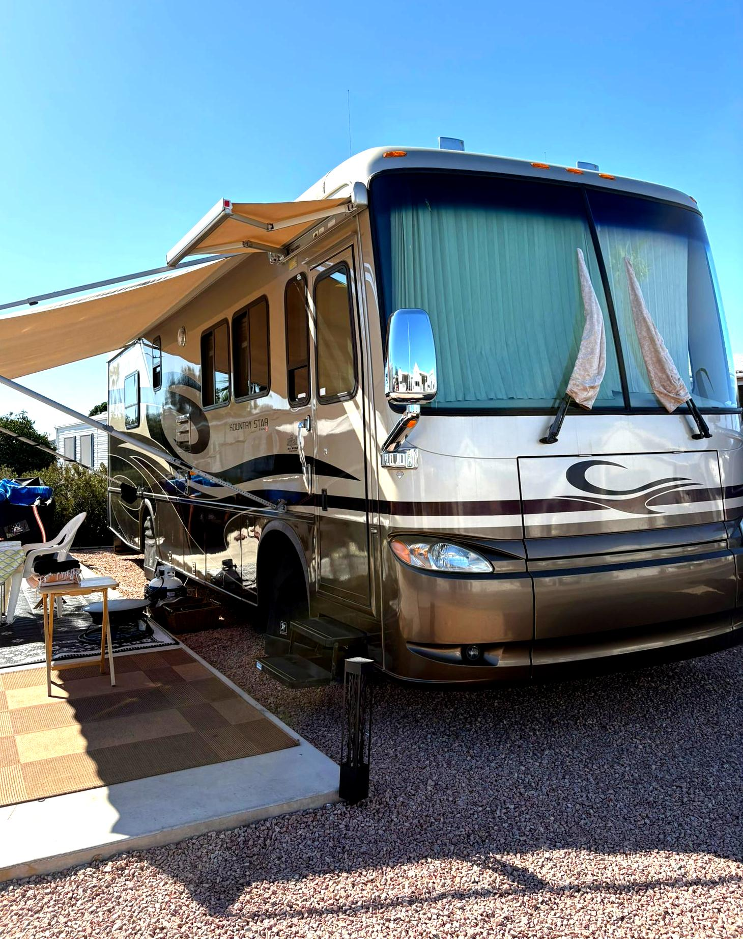 Exterior with awning extended